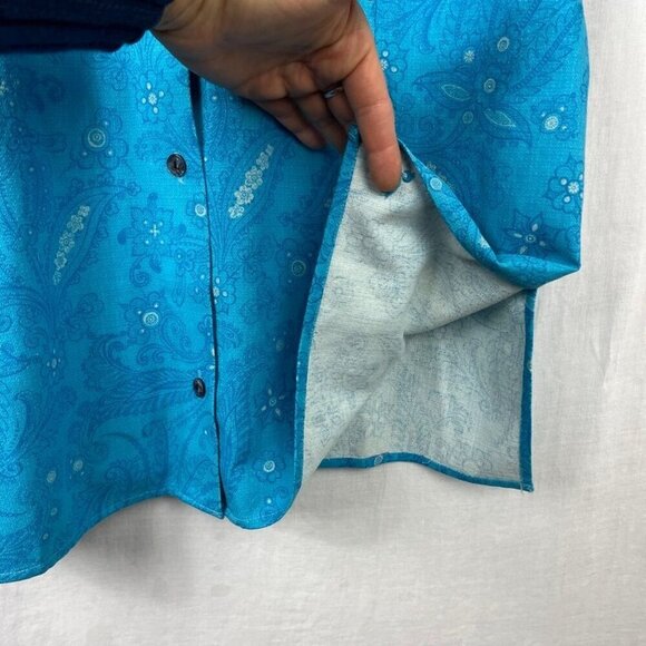 Columbia‎ Sportwear River Resort Silk Cotton Blouse Womens M Retro Paisley Disco - Picture 4 of 12